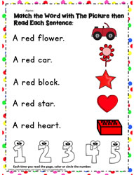 red - sight word match